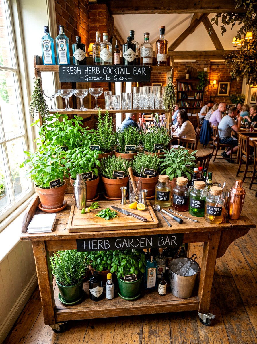 Fresh Herb Cocktail Station - 25 Spring Bar Cart Decor Ideas