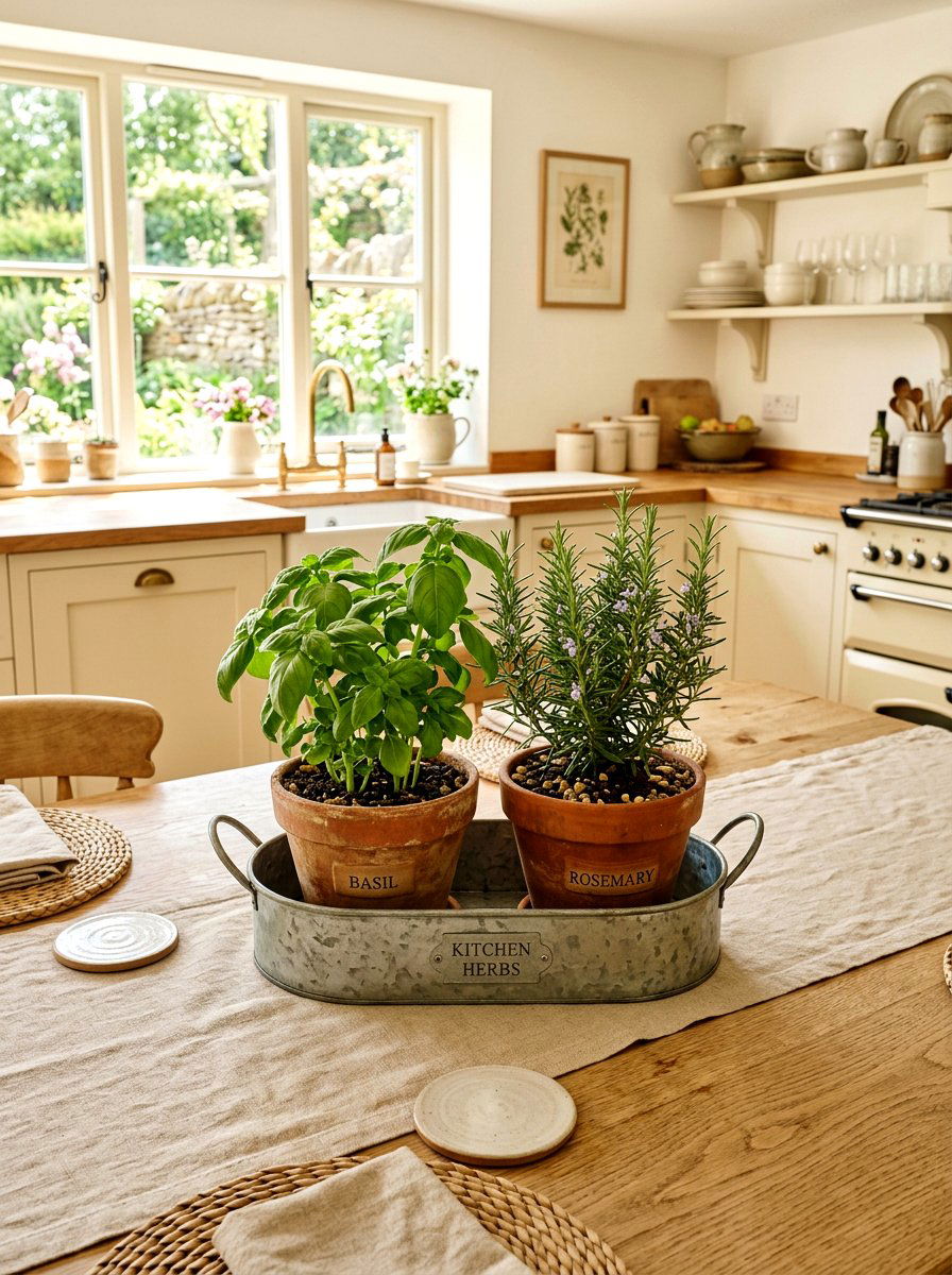 Fresh Herb Planter - 25 Spring Dining Table Centerpiece Ideas