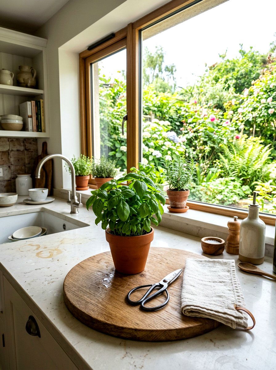 Fresh Herb Pot - 25 Spring Cutting Board Decor Ideas