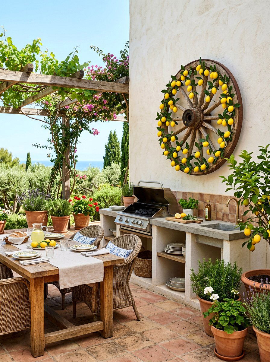 Fresh Lemon Wagon Wheel - 25 Spring Wagon Wheel Wreath Ideas