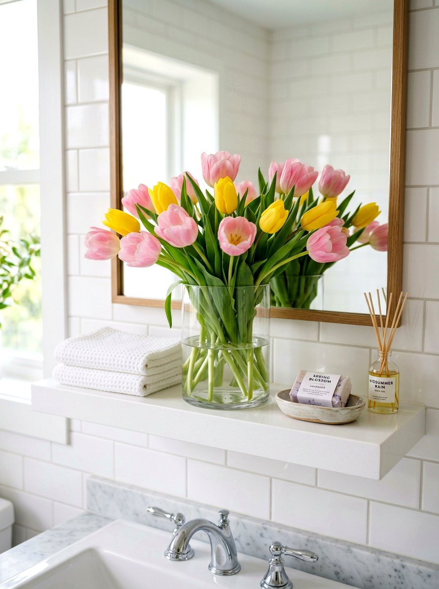 Fresh Tulip Bundle - 25 Spring Bathroom Shelf Decor Ideas