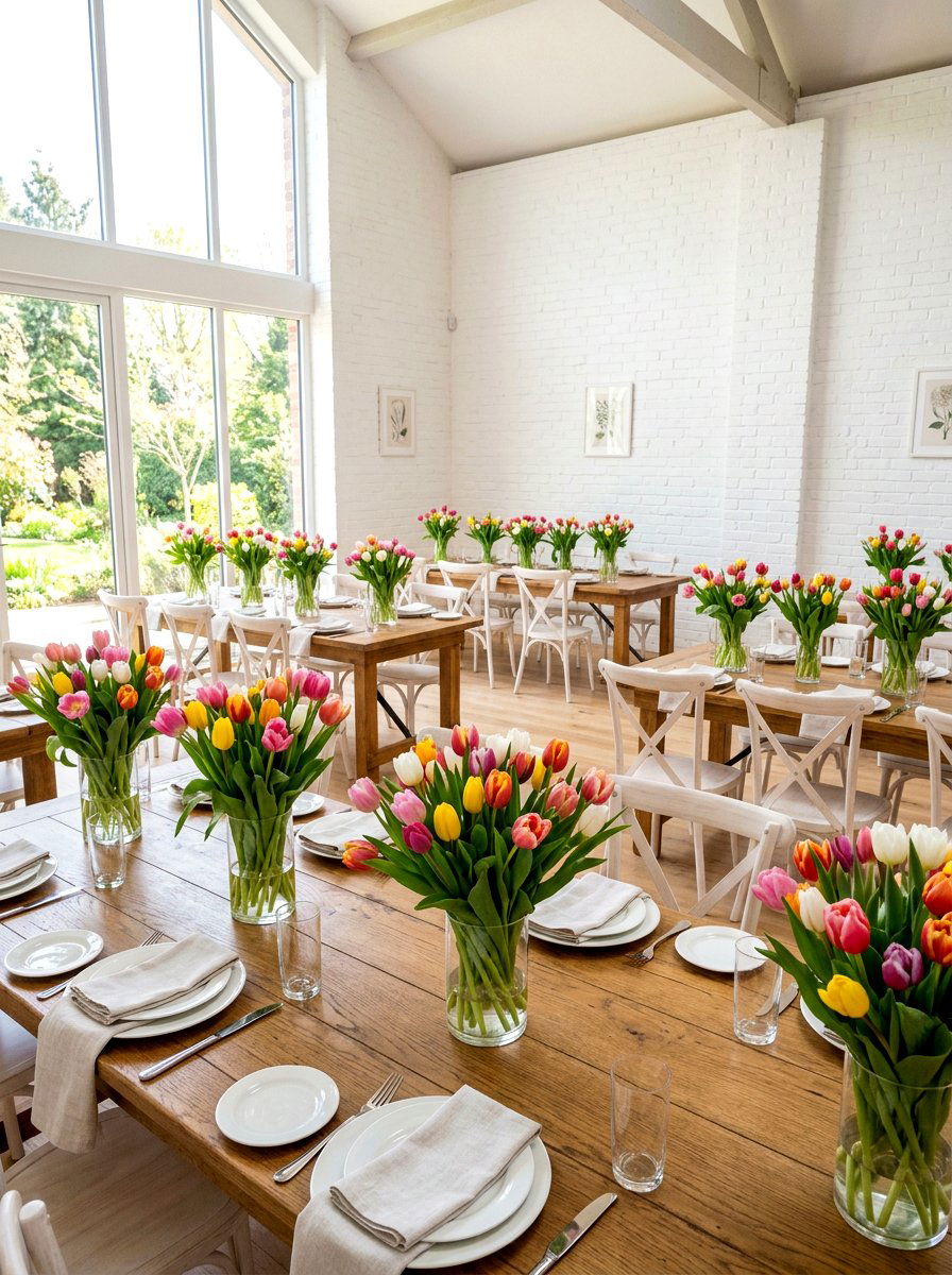 Fresh Tulip Display - 25 Spring Cafe Decor Ideas