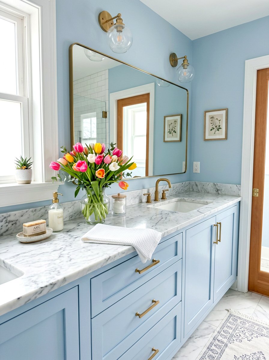 Fresh Tulip Flower Arrangement - 25 Spring Bathroom Decor Ideas