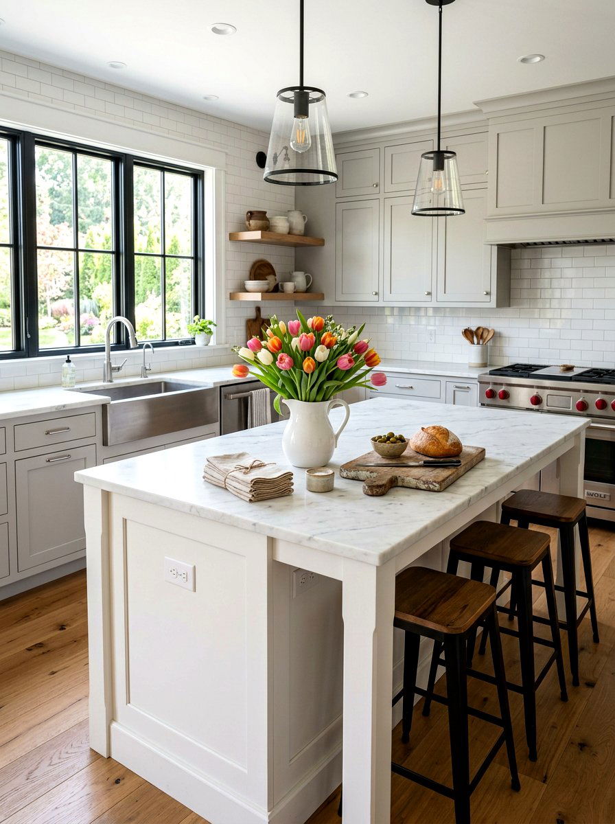 Fresh Tulip Kitchen Island Centerpiece - 25 Spring Kitchen Island Decor Ideas