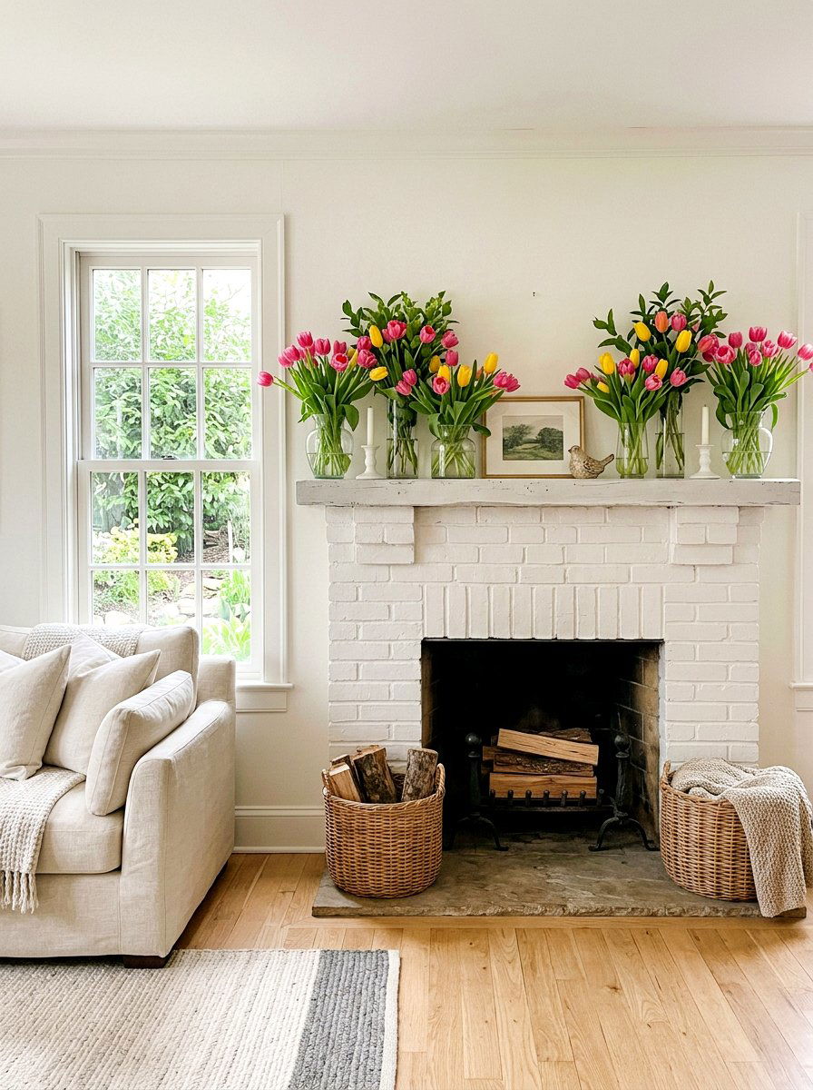 25 Fresh Spring Fireplace Decor Ideas for a Bright Room