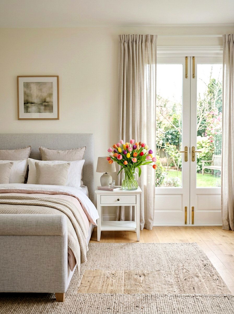 Fresh flower arrangement - 25 Spring Master Bedroom Decor Ideas