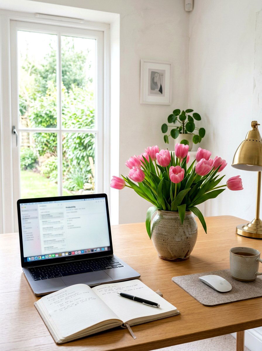 Fresh flower vase - 25 Spring Office Decor Ideas