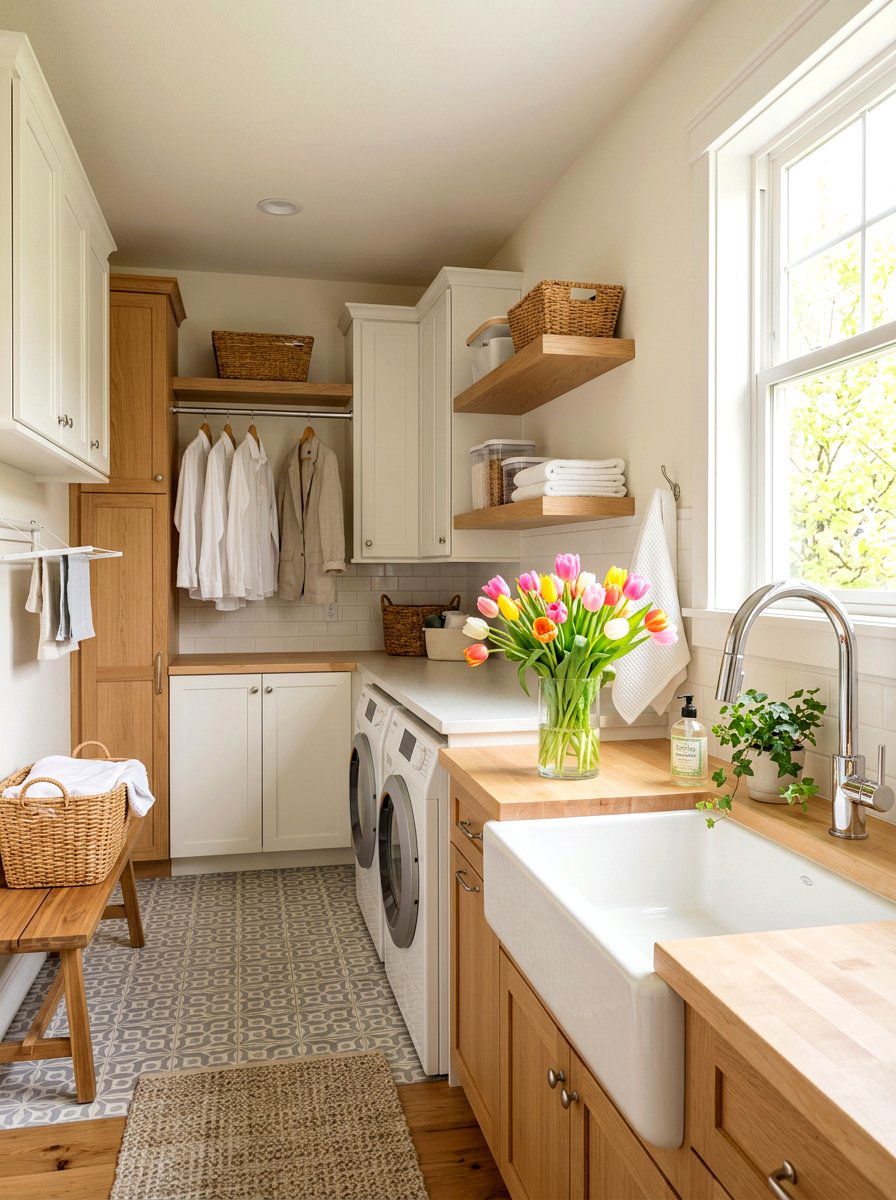 Fresh flowers - 25 Spring Laundry Room Decor Ideas