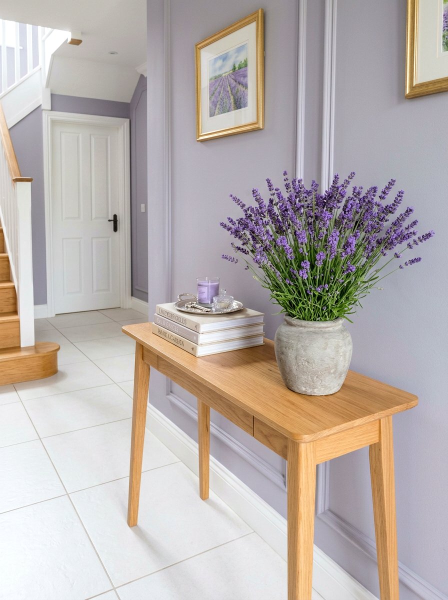 Fresh lavender bunch - 25 Spring Hallway Table Decor Ideas