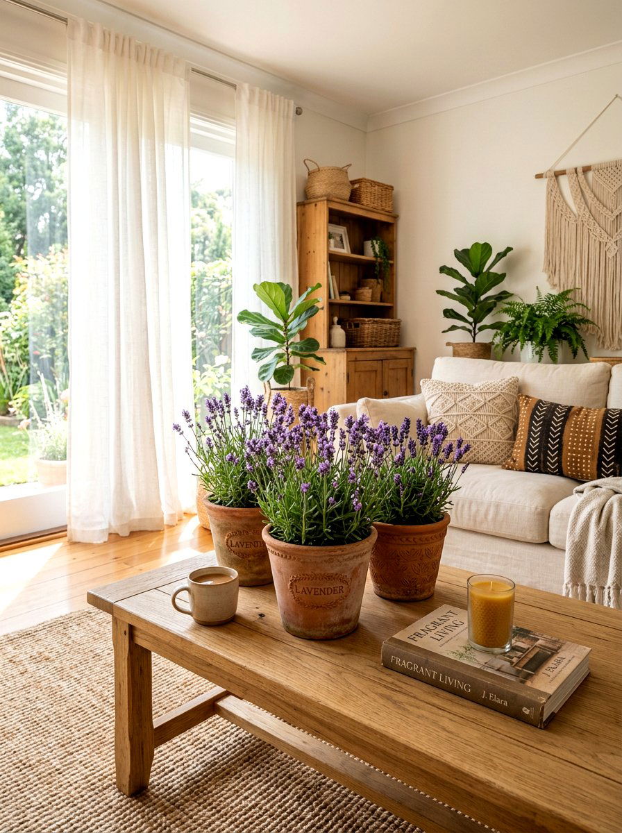 Fresh lavender terracotta pots - 25 Spring Coffee Table Styling Ideas