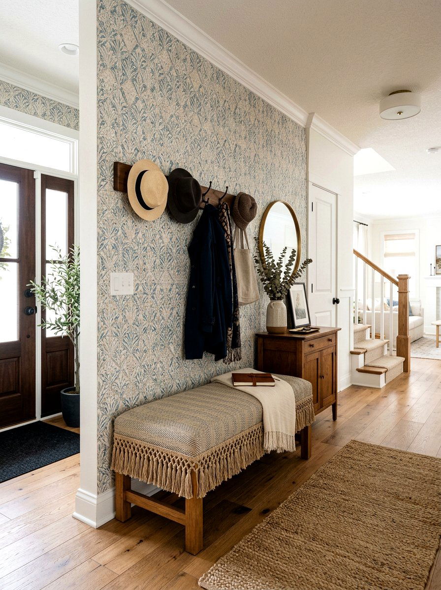 Fringe Entryway Bench - 25 Spring Fringe Decor Ideas