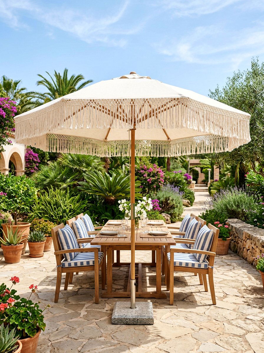 Fringe Patio Umbrella - 25 Spring Fringe Decor Ideas