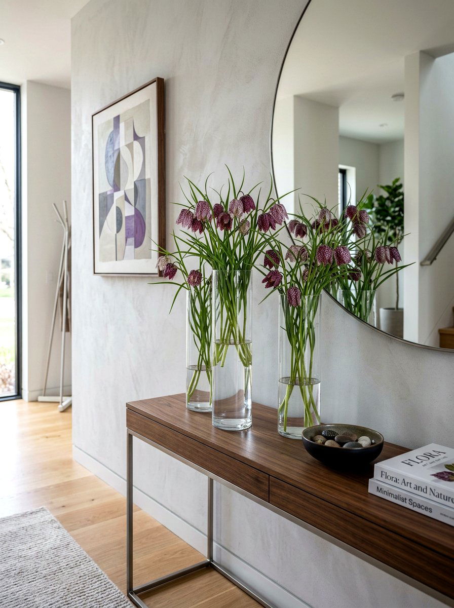 Fritillaria In Tall Glass Cylinders - 25 Spring Bulb Forcing Ideas