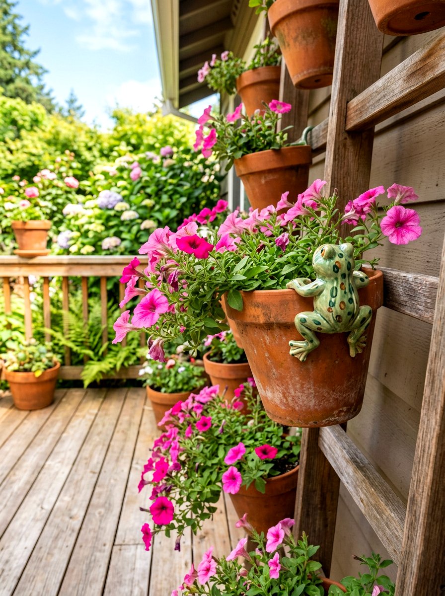 Frog Flower Pot Hangers - 25 Spring Frog Garden Decor Ideas