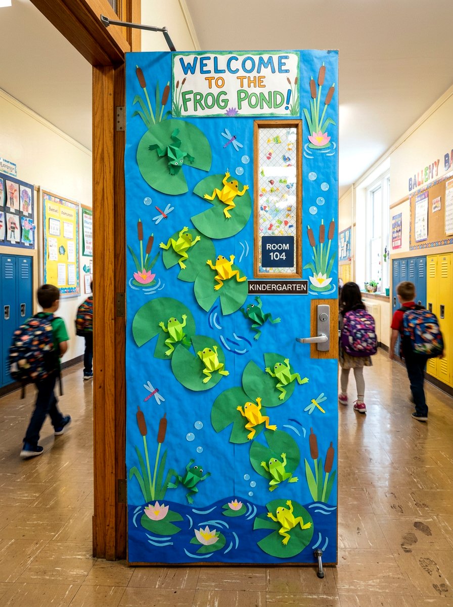 Frog Pond Classroom Door - 25 Spring Door Decoration Ideas for Classroom