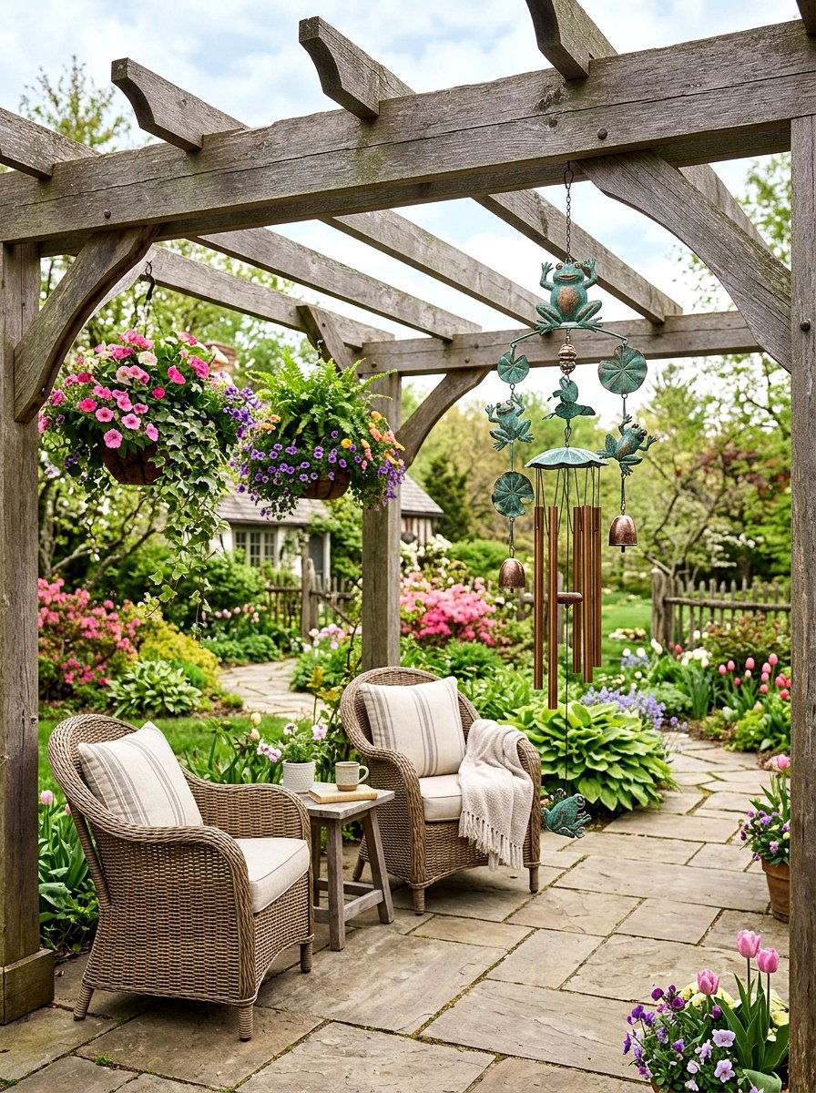 Frog Wind Chimes for Porch - 25 Spring Frog Garden Decor Ideas