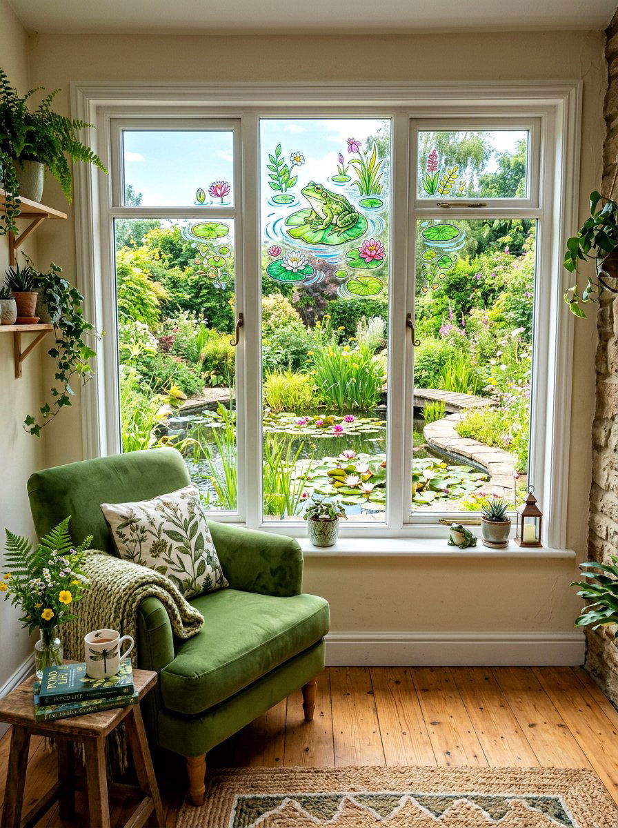 Frog and Lily Pad Window Stickers - 25 Spring Gel Cling Ideas