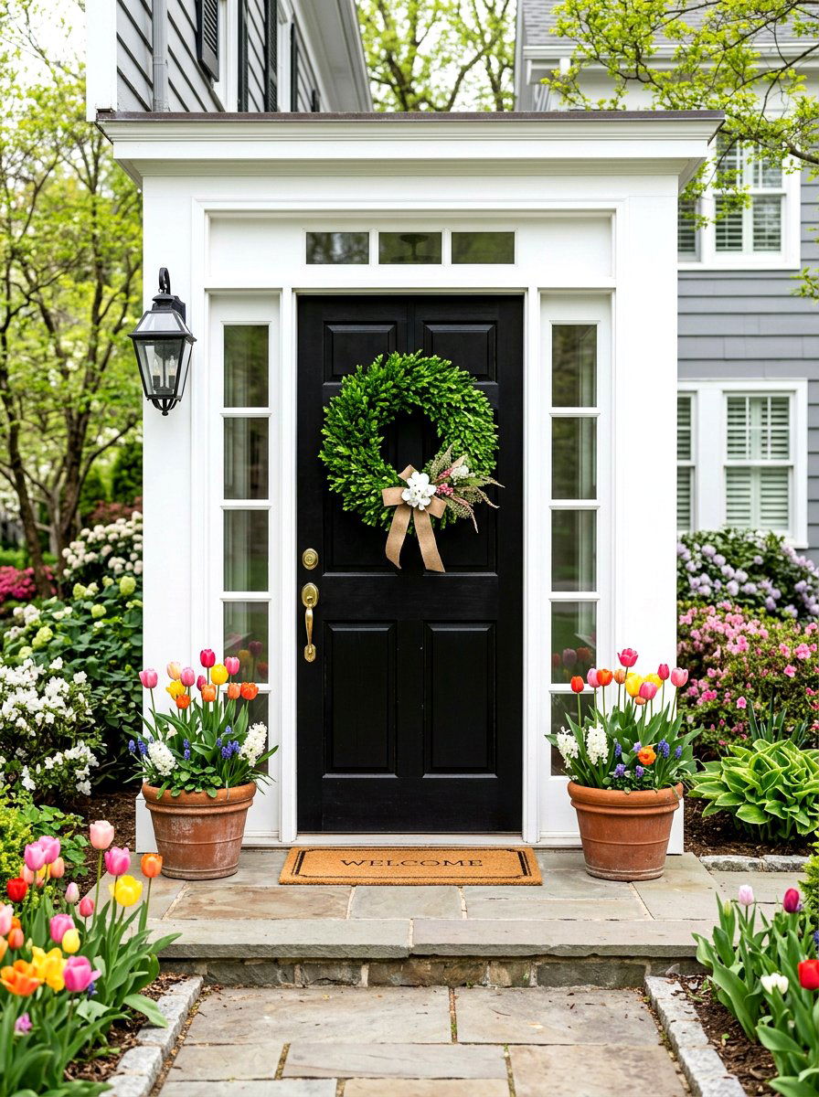Front Door Boxwood Wreath - 25 Spring Boxwood Wreath Ideas