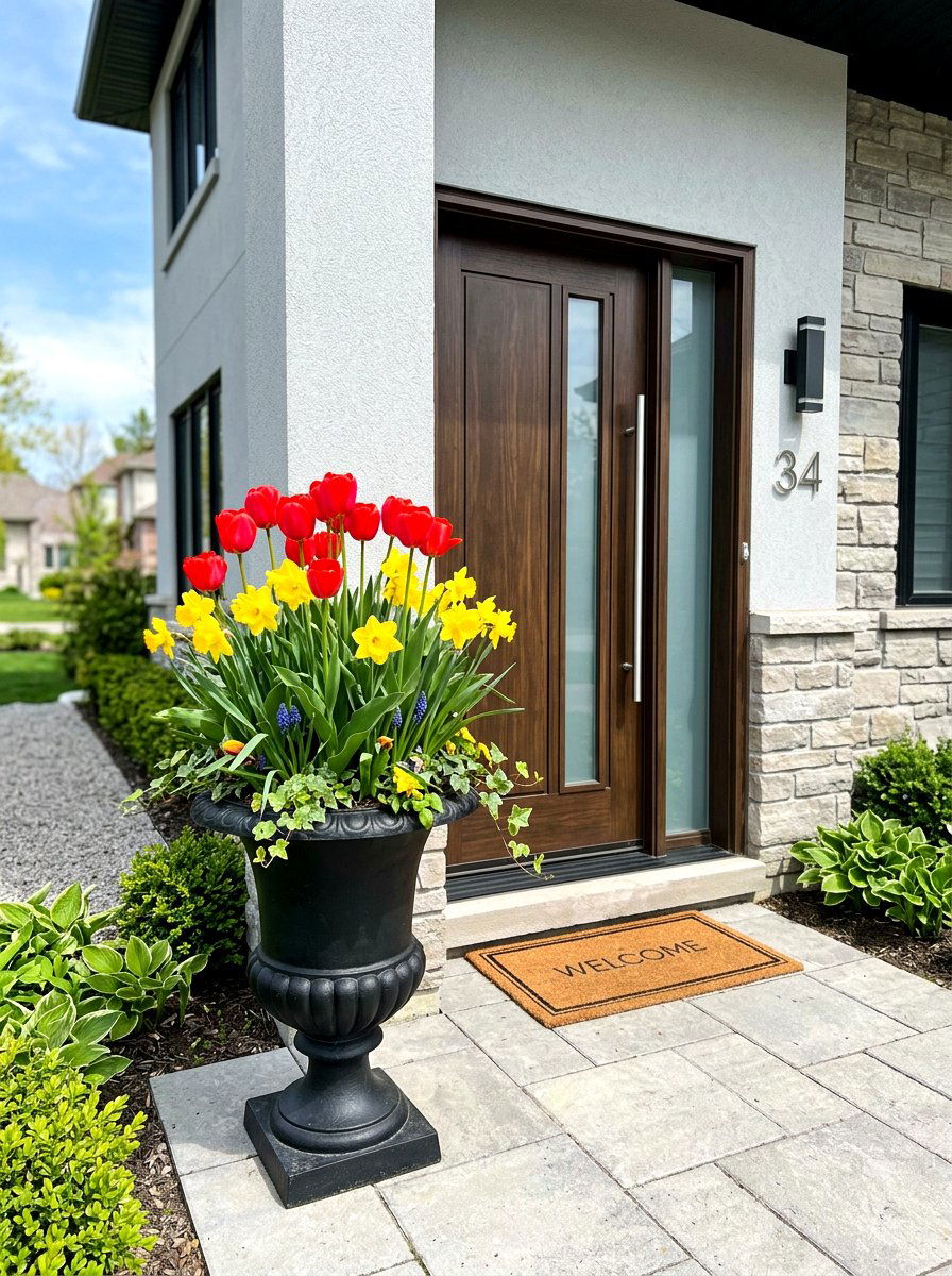Front Door Entrance Pot - 25 Spring Bulb Planter Ideas
