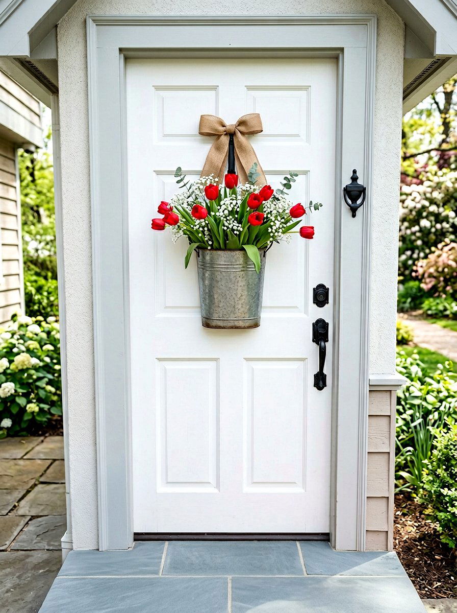 Front Door Flower Bucket - 25 Spring Flower Bucket Ideas