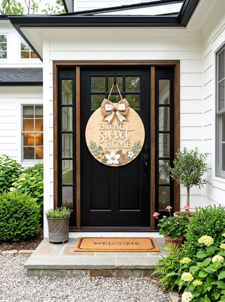 Front Door Round Sign - 25 Spring Farmhouse Sign Ideas