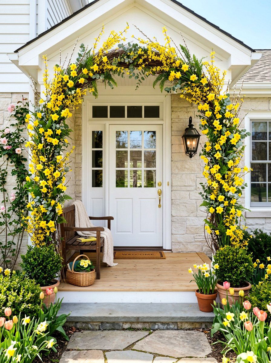 Front Door Spring Wreath Arch - 25 Spring Floral Arch Ideas