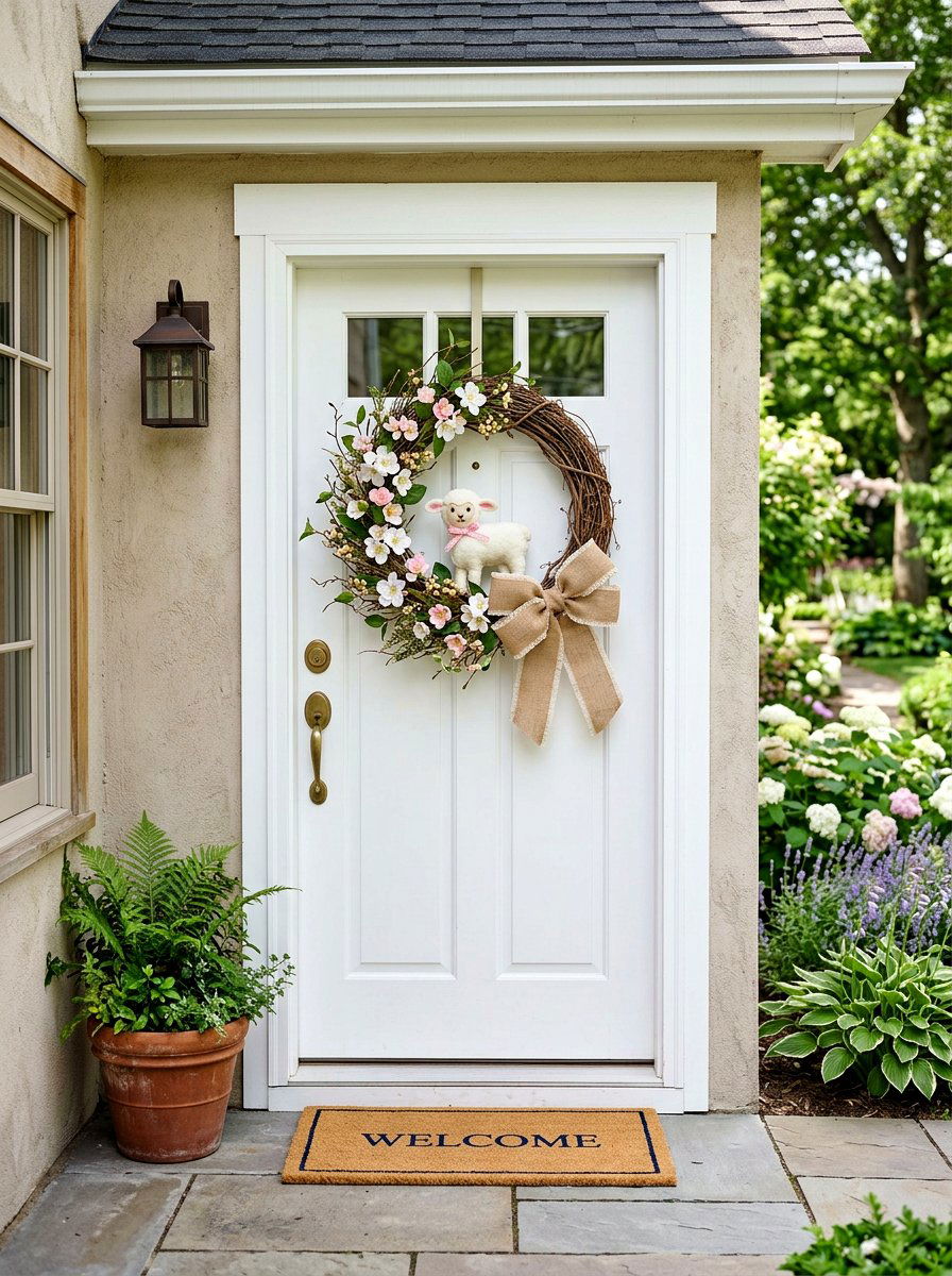 Front Door Spring Wreath - 25 Spring Lamb Decor Ideas