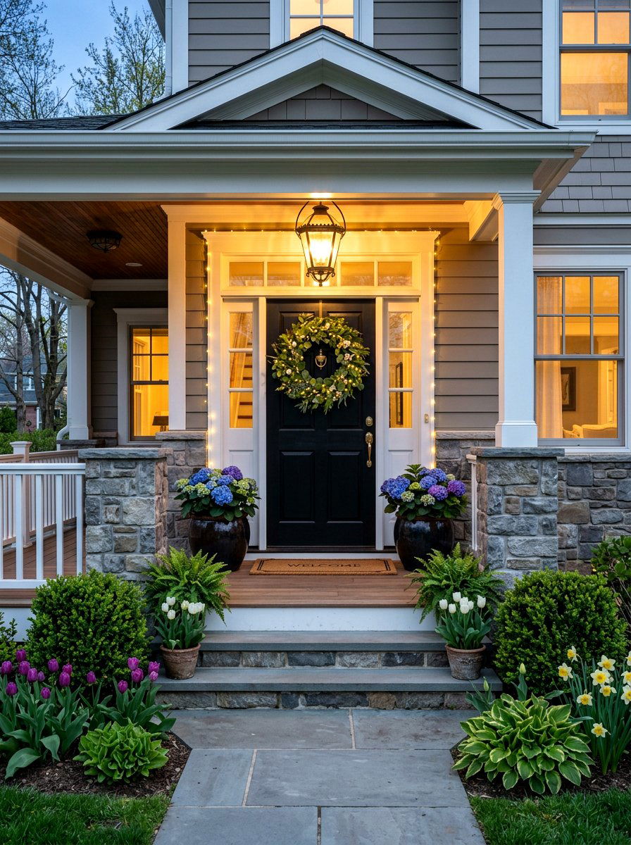 Front Door Welcome Light - 25 Spring Fairy Light Ideas