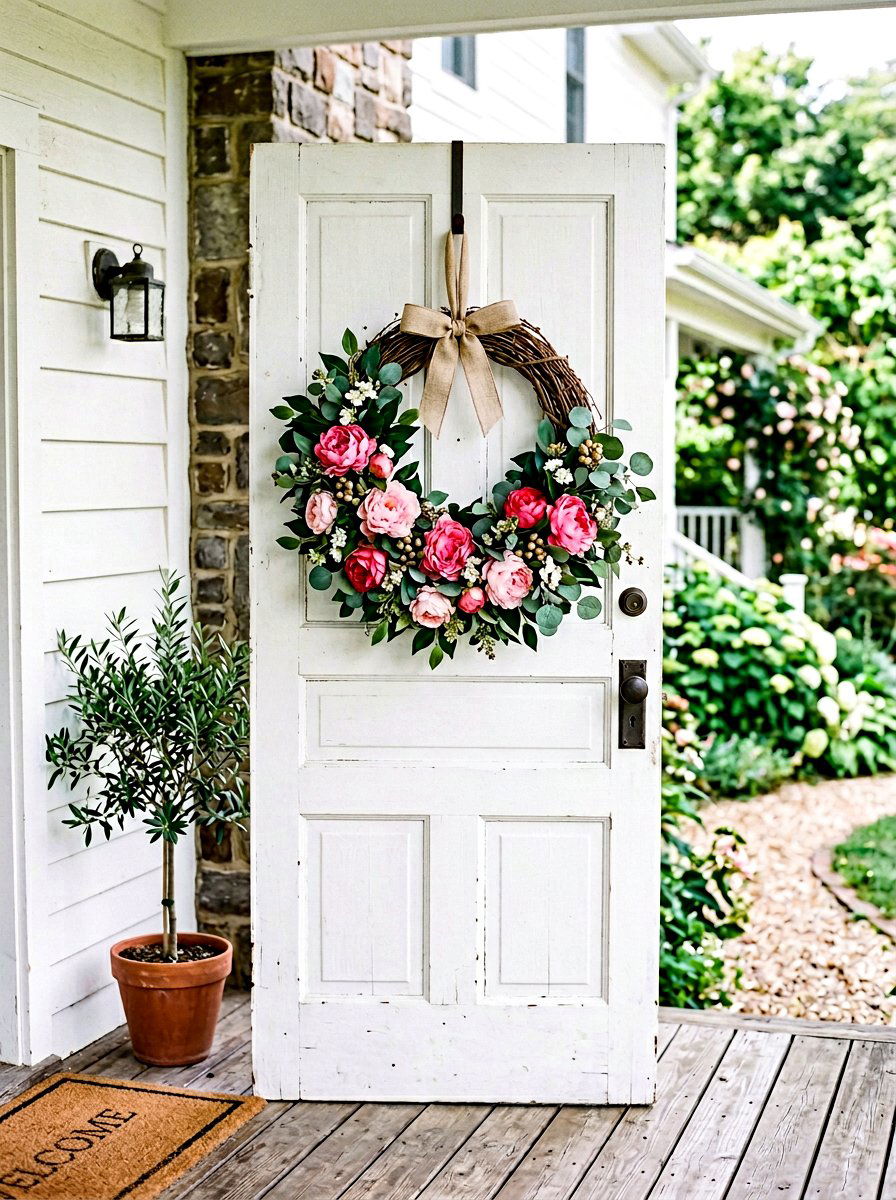 Front Door Wreath - 25 Spring DIY Porch Decor Ideas