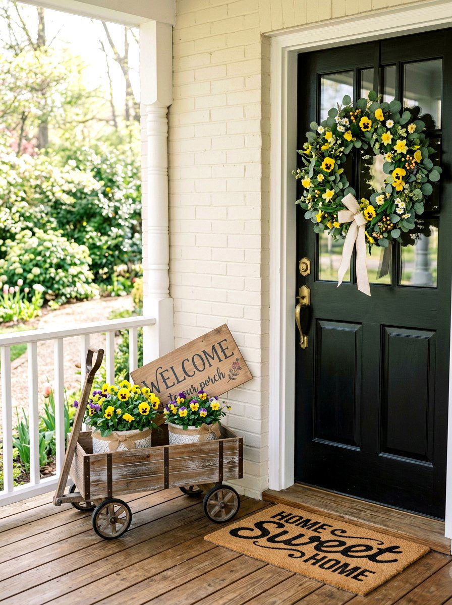 Front Porch Welcome Wagon - 25 Spring Wagon Decor Ideas