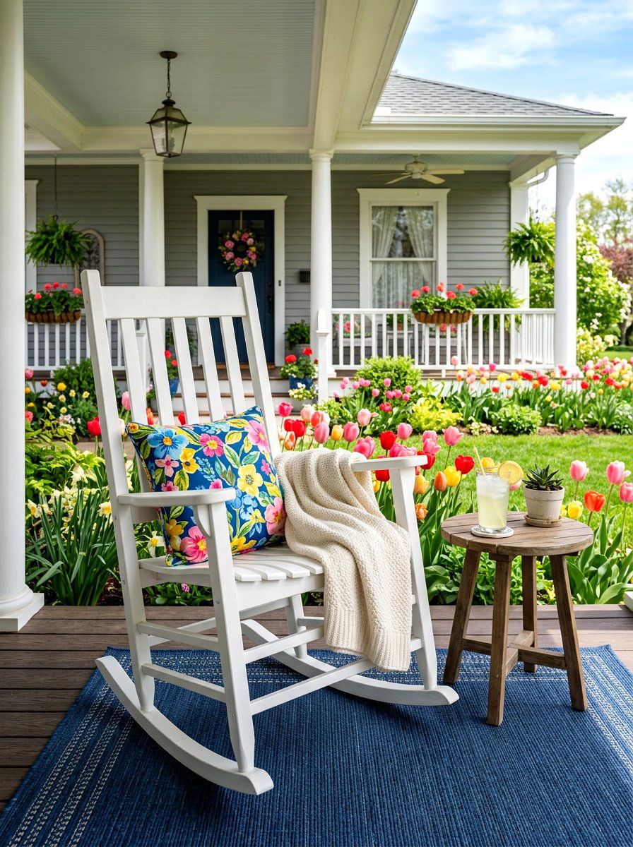 Front porch rocker - 25 Spring Front Yard Decor Ideas