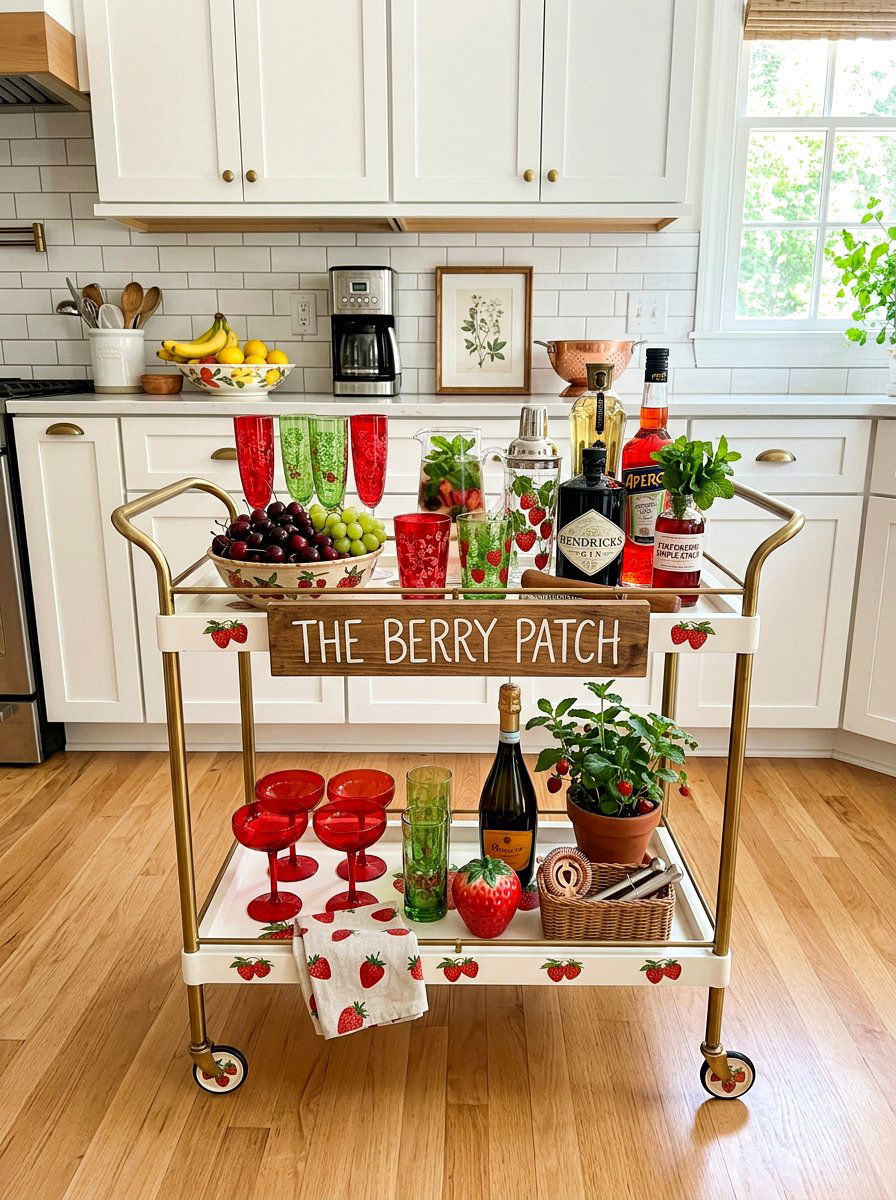 Fruit Themed Bar Cart - 25 Spring Bar Cart Styling Ideas