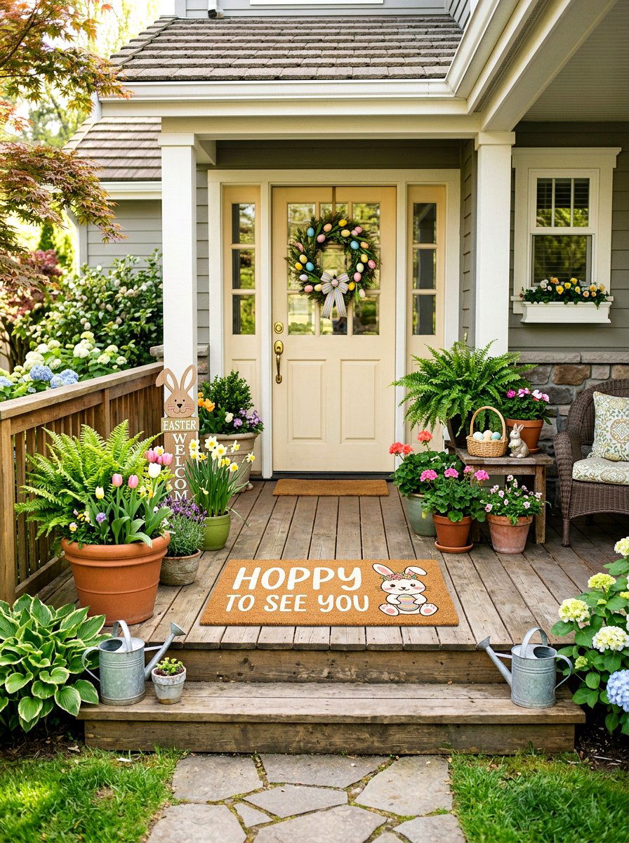 Funny pun spring doormat - 25 Spring Welcome Mat Ideas