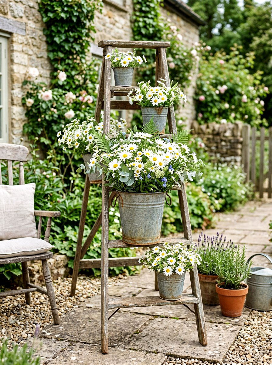 Galvanized Bucket Flower Arrangements - 25 Spring Patio Planter Arrangement Ideas