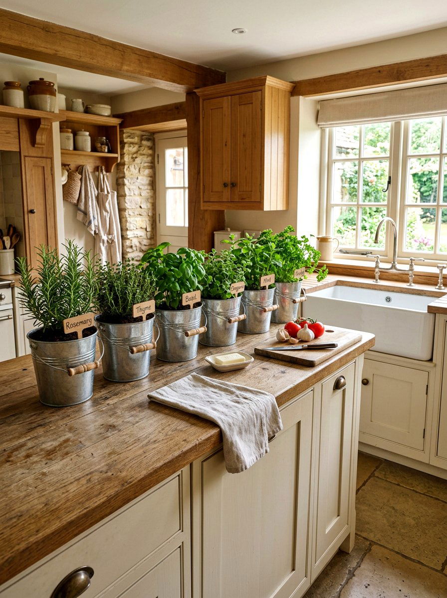 Galvanized Bucket Herb Garden - 25 Spring Kitchen Herb Garden Ideas