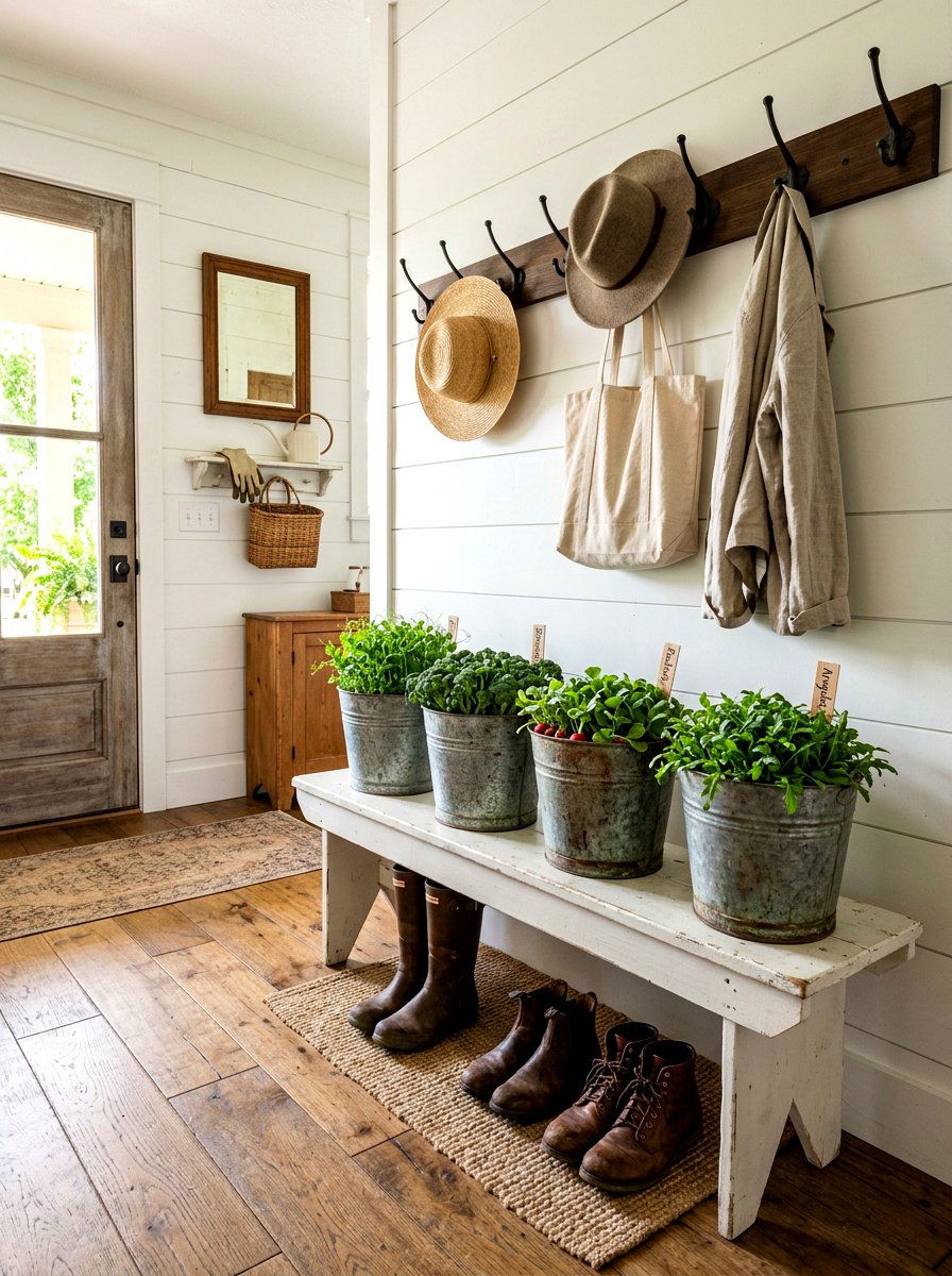 Galvanized Bucket Microgreens - 25 Spring Microgreen Decor Ideas