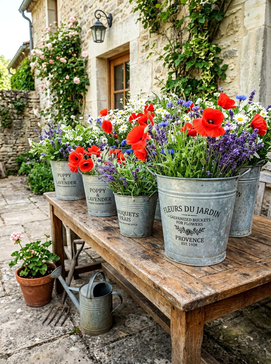 Galvanized Buckets For Flowers - 25 Spring Flower Bar Ideas
