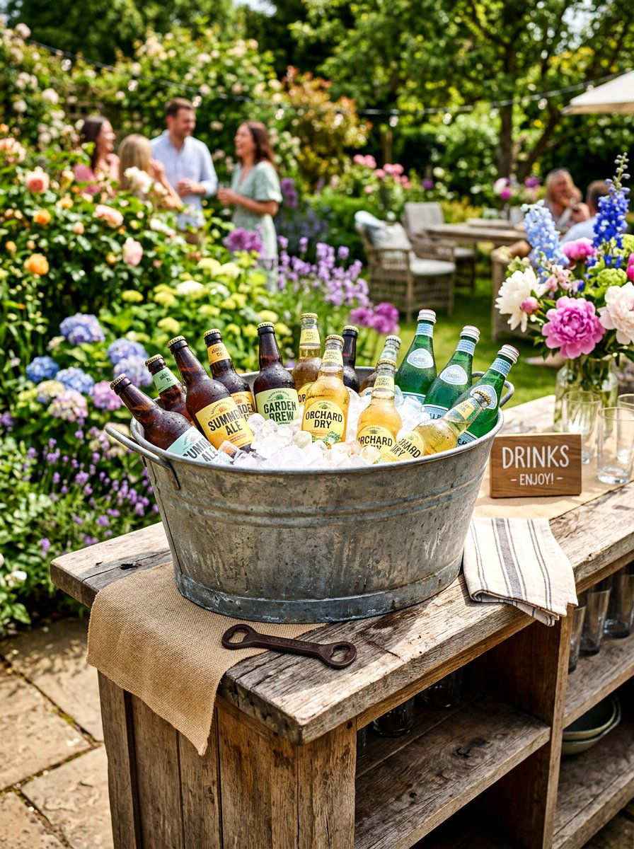 Galvanized Metal Beverage Tubs - 25 Spring Metal Garden Decor Ideas