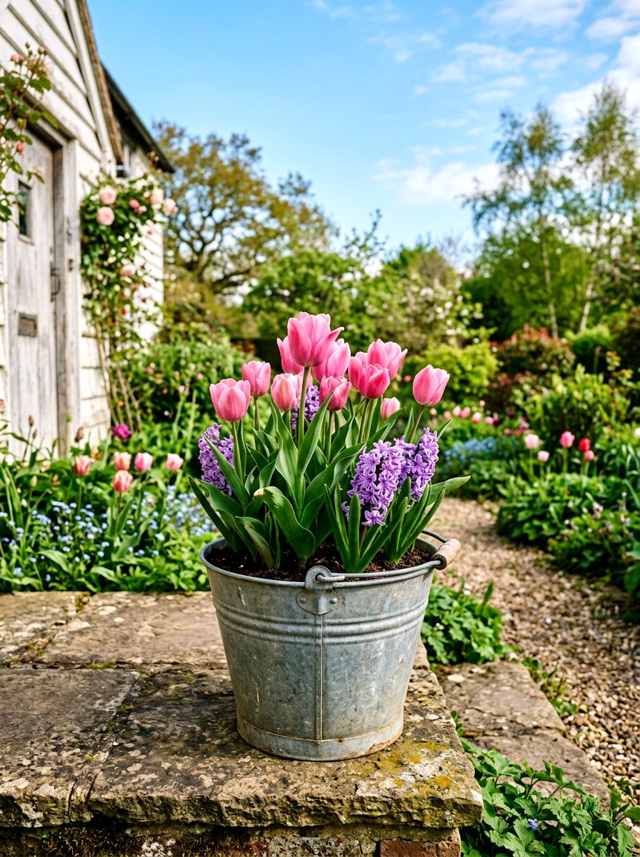 Galvanized Metal Bucket - 25 Spring Repurposed Decor Ideas
