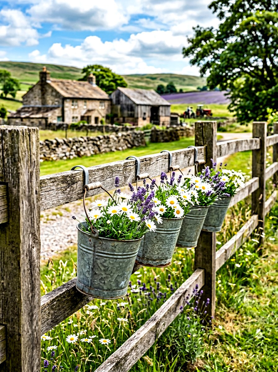 Galvanized Metal Bucket - 25 Spring Fence Decor Ideas