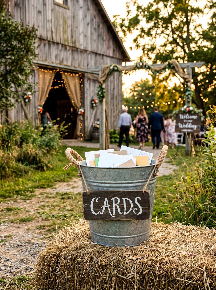 Galvanized Metal Bucket Card Holder - 25 Spring Wedding Card Box Ideas