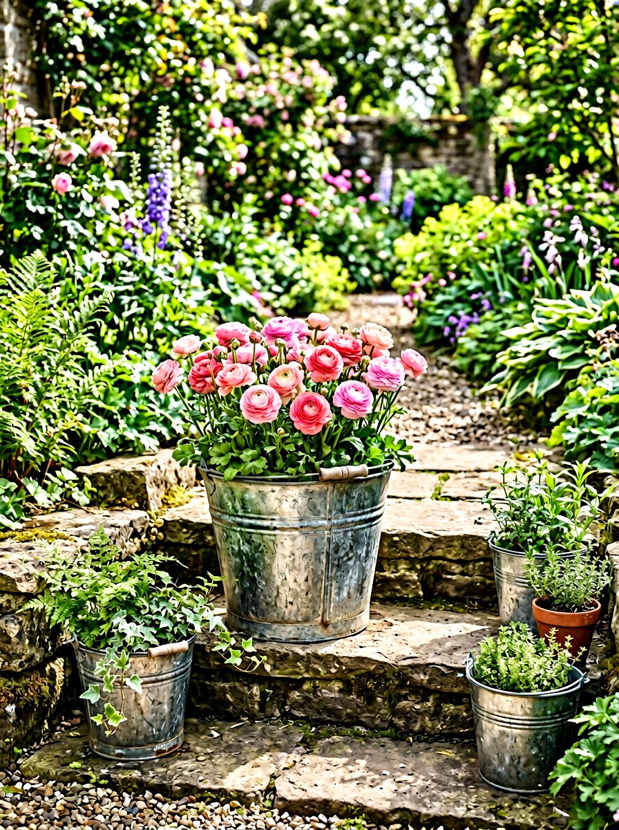 Galvanized Metal Bucket Planter - 25 Spring Curbside Planter Ideas