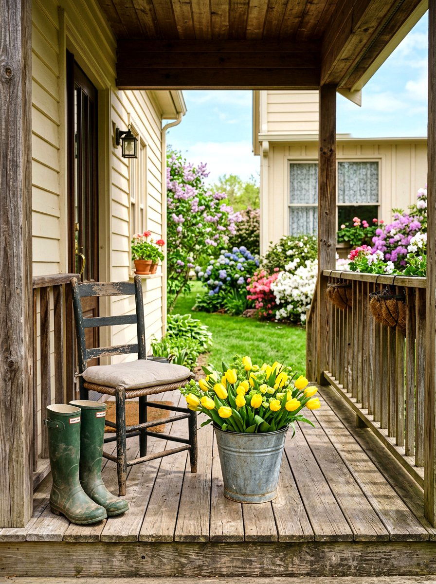 Galvanized Metal Flower Bucket - 25 Spring Shabby Chic Decor Ideas