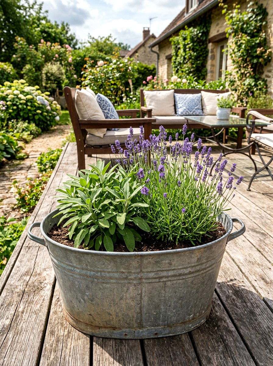 Galvanized Metal Herb Tub - 25 Spring Herb Planter Ideas