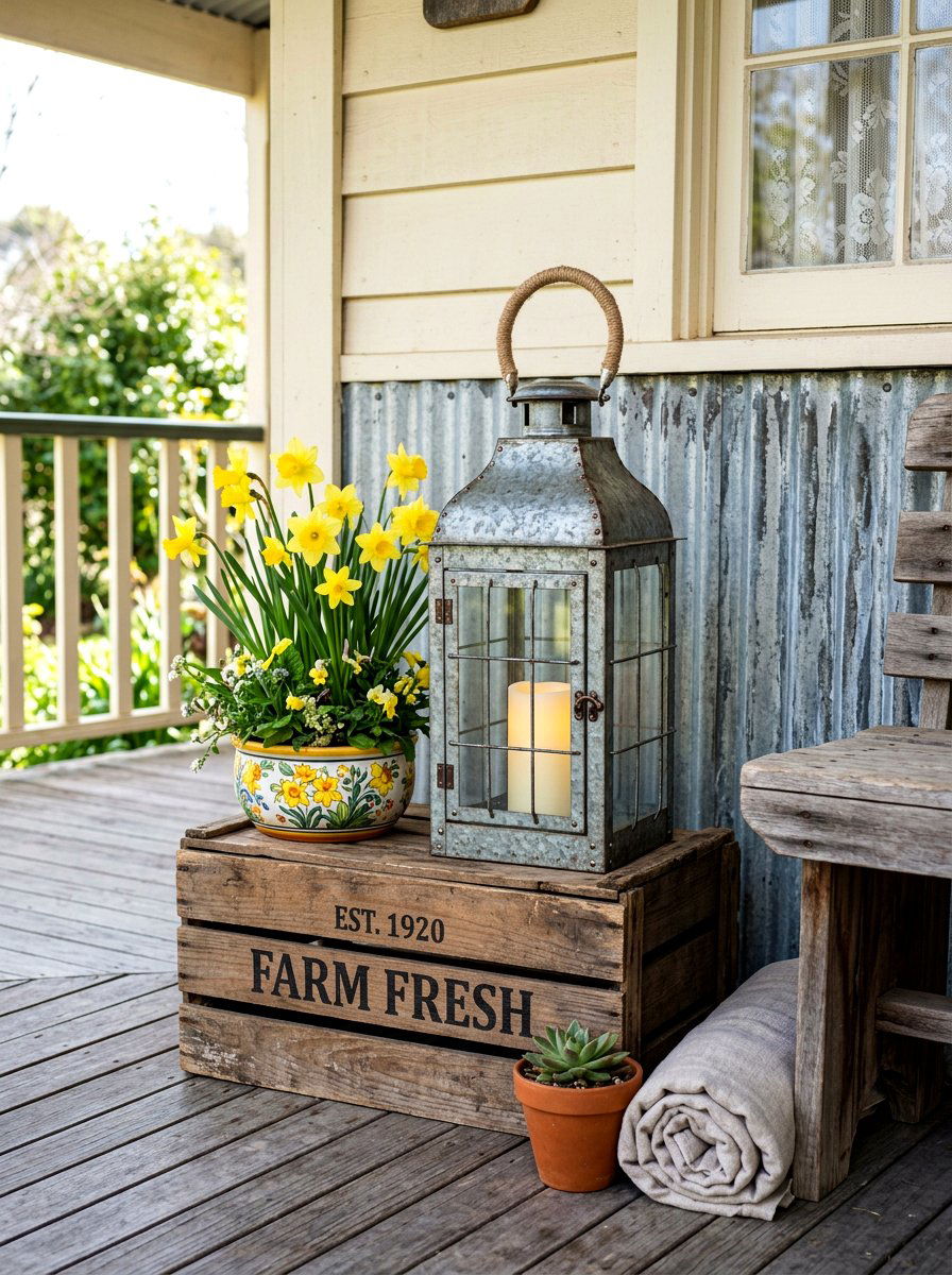 Galvanized Metal Lantern Decor - 25 Spring Porch Lantern Ideas