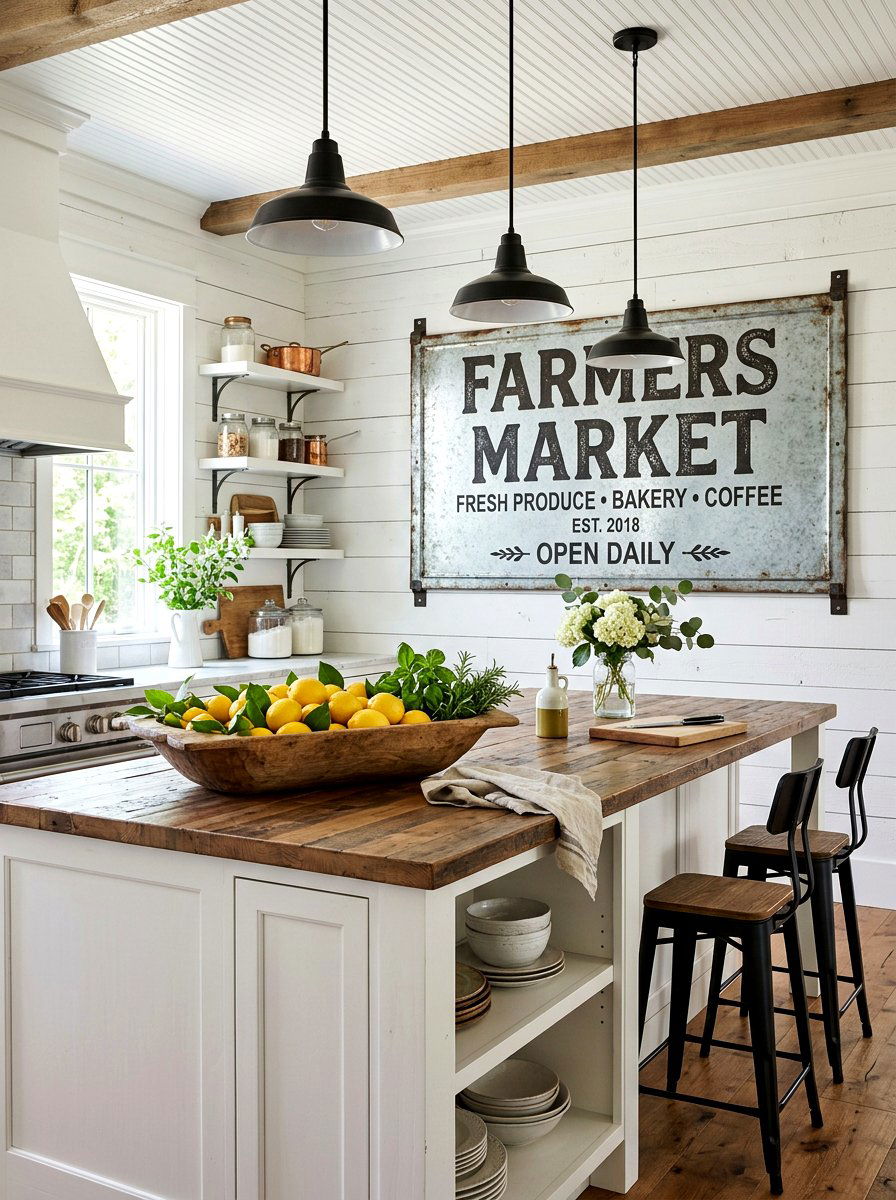 Galvanized Metal Market Sign - 25 Spring Farmhouse Sign Ideas