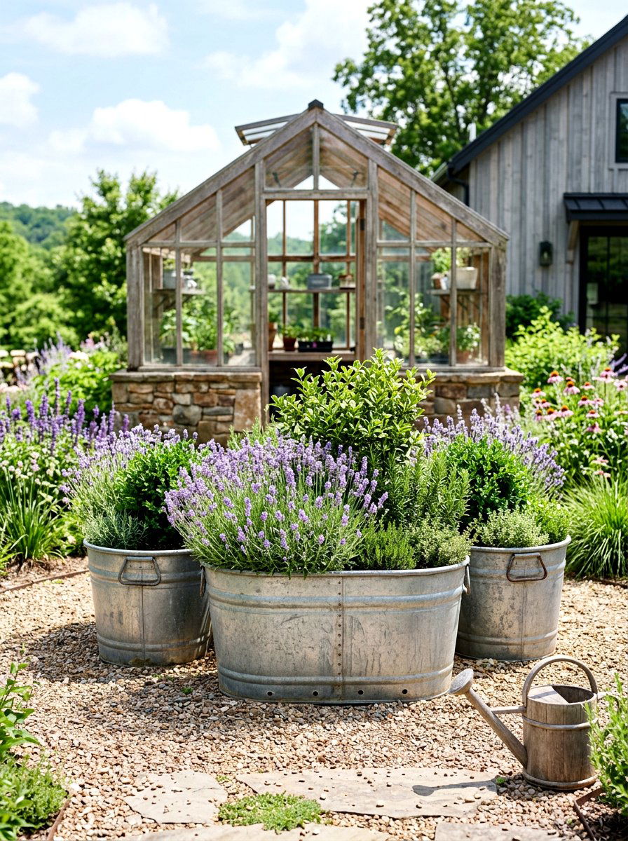 Galvanized Metal Plant Tubs - 25 Spring Greenhouse Display Ideas