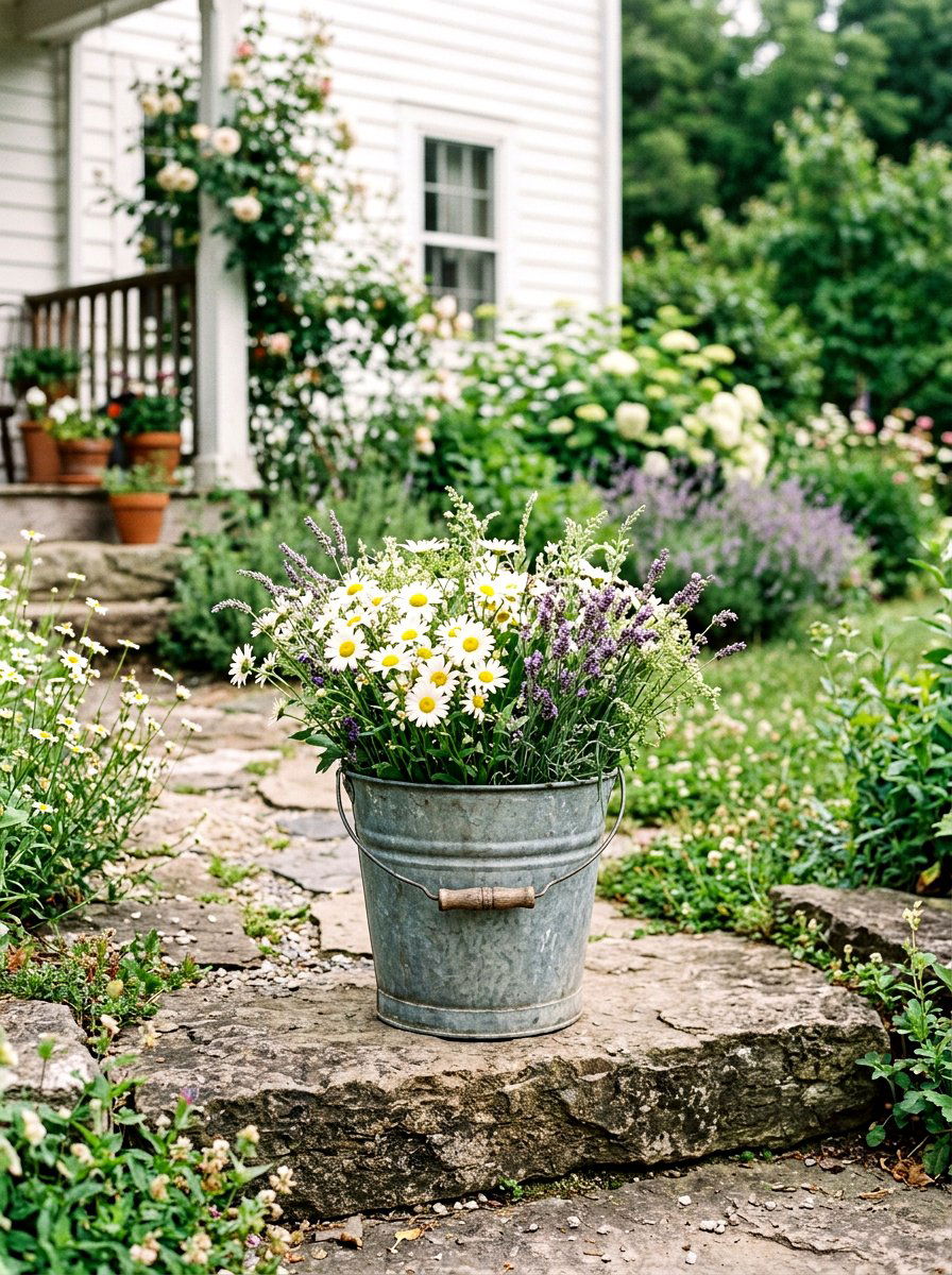 Galvanized Metal Planter - 25 Spring Flower Pot Ideas