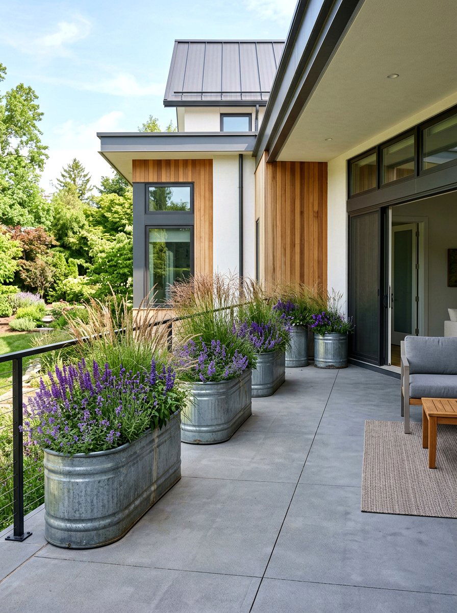 Galvanized Metal Planters - 25 Front Porch Spring Decor Ideas