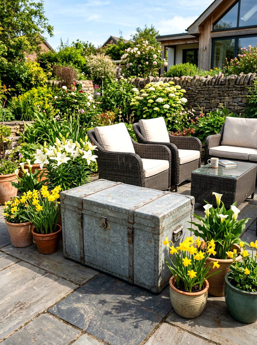 Galvanized Metal Trunk - 25 Spring Trunk Decor Ideas